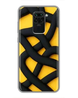 Чехол для Xiaomi Redmi Note 9 с картинкой «Черное желтое переплетение»