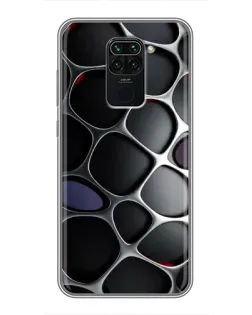 Чехол для Xiaomi Redmi Note 9 с картинкой «Объемная темная решетка»