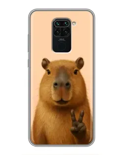 Чехол для Xiaomi Redmi Note 9 с картинкой «Капибара виктория»
