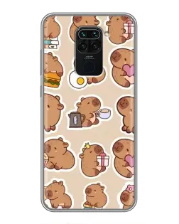 Чехол для Xiaomi Redmi Note 9 с картинкой «Капибары паттерн»
