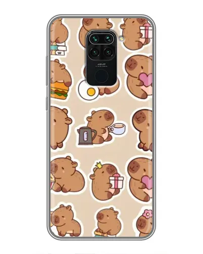 Чехол для Xiaomi Redmi Note 9 с картинкой «Капибары паттерн»