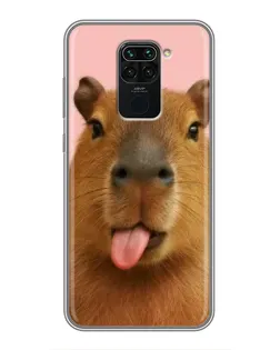 Чехол для Xiaomi Redmi Note 9 с картинкой «Капибара с языком»