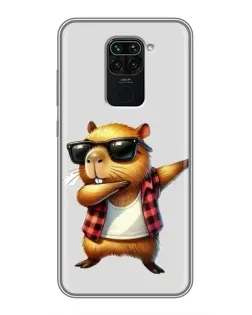 Чехол для Xiaomi Redmi Note 9 с картинкой «Капибара рэпер даб»