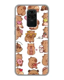 Чехол для Xiaomi Redmi Note 9 с картинкой «Стикерпак с капибарами»