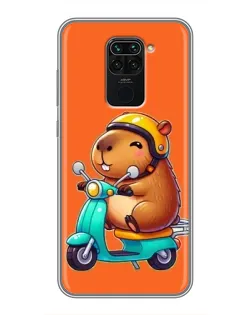 Чехол для Xiaomi Redmi Note 9 с картинкой «Капибара на скутере»