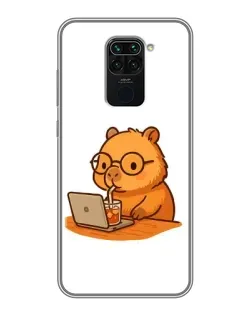 Чехол для Xiaomi Redmi Note 9 с картинкой «Капибара с ноутбуком»