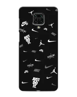 Чохол для Xiaomi Redmi Note 9S з картинкою «Nike Black Pattern»