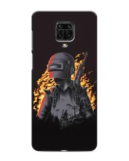 Чохол для Xiaomi Redmi Note 9S з картинкою «PUBG — вогняний силует»