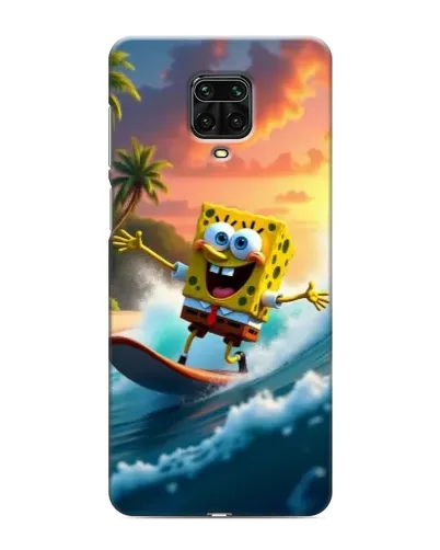 Чохол для Xiaomi Redmi Note 9S з картинкою «Губка Боб серфінгіст»