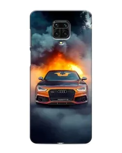 Чехол для Xiaomi Redmi Note 9S с картинкой «Audi в огненном дыму»