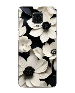 Чехол для Xiaomi Redmi Note 9S с картинкой «Объемные белые цветы»