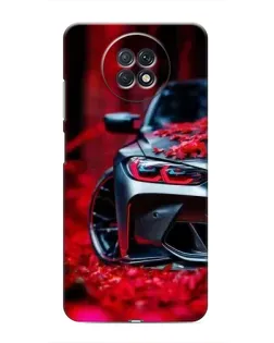 Чехол для Xiaomi Redmi Note 9T с картинкой «Спортивная BMW и цветы»