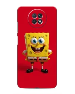 Чохол для Xiaomi Redmi Note 9T з картинкою «Спанч Боб на червоному»