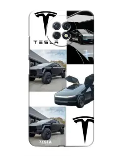 Чехол для Xiaomi Redmi Note 9T с картинкой «Коллаж Cybertruck Tesla»