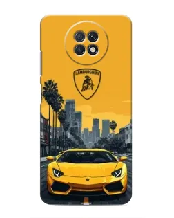 Чехол для Xiaomi Redmi Note 9T с картинкой «Желтый Lamborghini город»