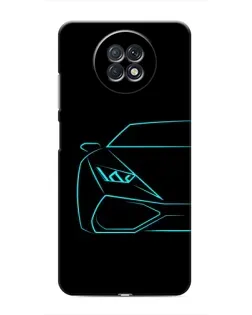 Чехол для Xiaomi Redmi Note 9T с картинкой «Голубой силуэт Lamborghini»