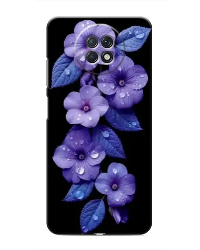 Чохол для Xiaomi Redmi Note 9T з картинкою «Фіолетові квіти з росою»