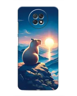 Чохол для Xiaomi Redmi Note 9T з картинкою «Захід сонця з капібарою»