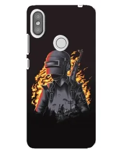 Чехол для Xiaomi Redmi S2 с картинкой «PUBG — огненный силуэт»