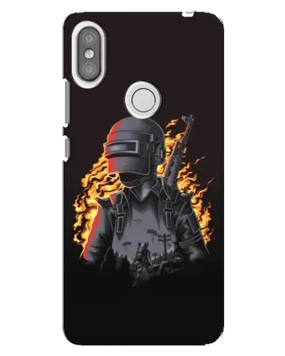 Чехол для Xiaomi Redmi S2 с картинкой «PUBG — огненный силуэт»