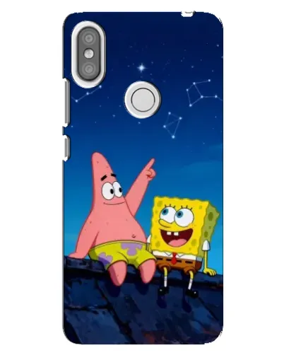Чохол для Xiaomi Redmi S2 з картинкою «Губка Боб та Патрік вночі»