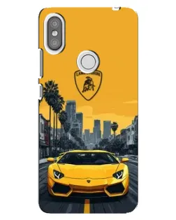 Чехол для Xiaomi Redmi S2 с картинкой «Желтый Lamborghini город»