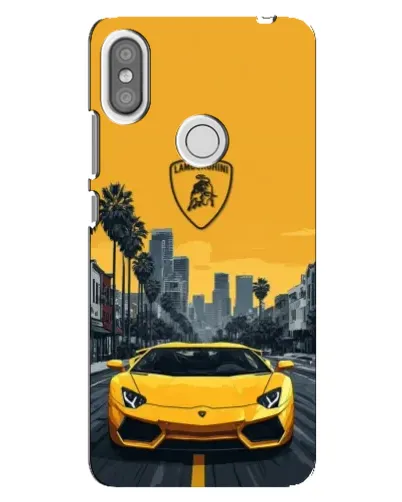 Чехол для Xiaomi Redmi S2 с картинкой «Желтый Lamborghini город»