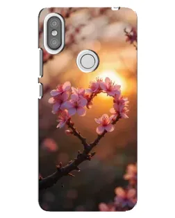 Чохол для Xiaomi Redmi S2 з картинкою «Рожевий цвіт  сердечко на тлі заходу»