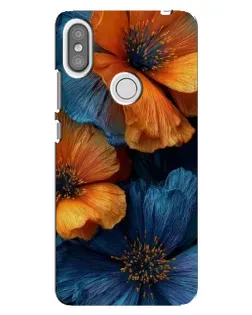 Чохол для Xiaomi Redmi S2 з картинкою «Яскрава синьо-помаранчева флора»
