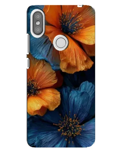 Чехол для Xiaomi Redmi S2 с картинкой «Яркая сине-оранжевая флора»
