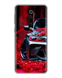 Чехол для Xiaomi Mi 9T с картинкой «Спортивная BMW и цветы»
