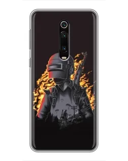 Чехол для Xiaomi Mi 9T с картинкой «PUBG — огненный силуэт»