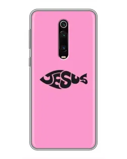Чехол для Xiaomi Mi 9T с картинкой «Розовый символ  Jesus»