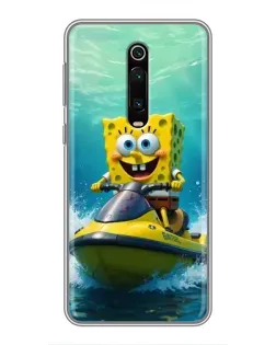 Чохол для Xiaomi Mi 9T з картинкою «Спанч Боб на гідроциклі»