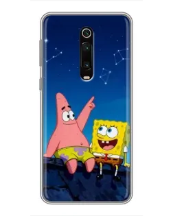 Чохол для Xiaomi Mi 9T з картинкою «Губка Боб та Патрік вночі»
