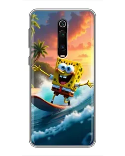 Чохол для Xiaomi Mi 9T з картинкою «Губка Боб серфінгіст»