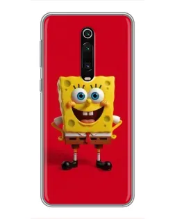 Чохол для Xiaomi Mi 9T з картинкою «Спанч Боб на червоному»