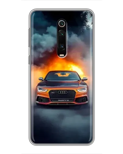Чехол для Xiaomi Mi 9T с картинкой «Audi в огненном дыму»