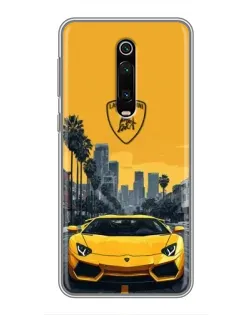 Чехол для Xiaomi Mi 9T с картинкой «Желтый Lamborghini город»