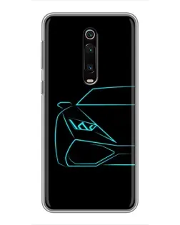 Чехол для Xiaomi Mi 9T с картинкой «Голубой силуэт Lamborghini»