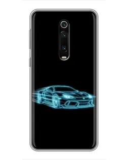 Чехол для Xiaomi Mi 9T с картинкой «Неоновый контур Lamborghini»
