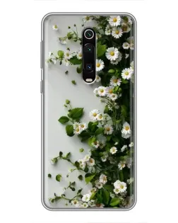 Чехол для Xiaomi Mi 9T с картинкой «Ветка мелких белых цветов»