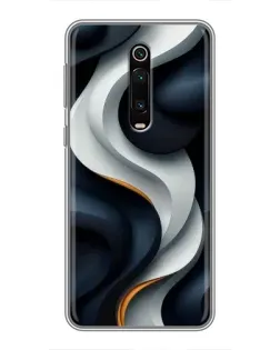 Чехол для Xiaomi Mi 9T с картинкой «Объемные черно-белые ленты»