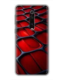 Чехол для Xiaomi Mi 9T с картинкой «Красная глянцевая сетка»