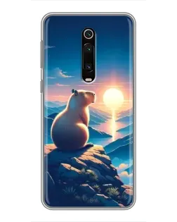 Чехол для Xiaomi Mi 9T с картинкой «Закат солнца с капибарой»