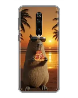 Чехол для Xiaomi Mi 9T с картинкой «Капибара с пиццей»