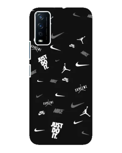 Чехол для Vivo Y12s с картинкой «Nike Black Pattern»
