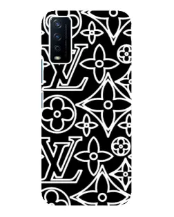 Чохол для Vivo Y12s з картинкою «Чорно-білий візерунок LV»