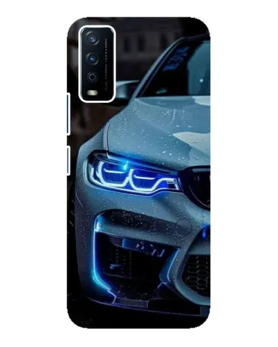Чехол для Vivo Y12s с картинкой «Взгляд BMW с синими фарами»