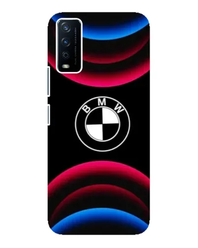 Чехол для Vivo Y12s с картинкой «Логотип BMW и неоновые дуги»